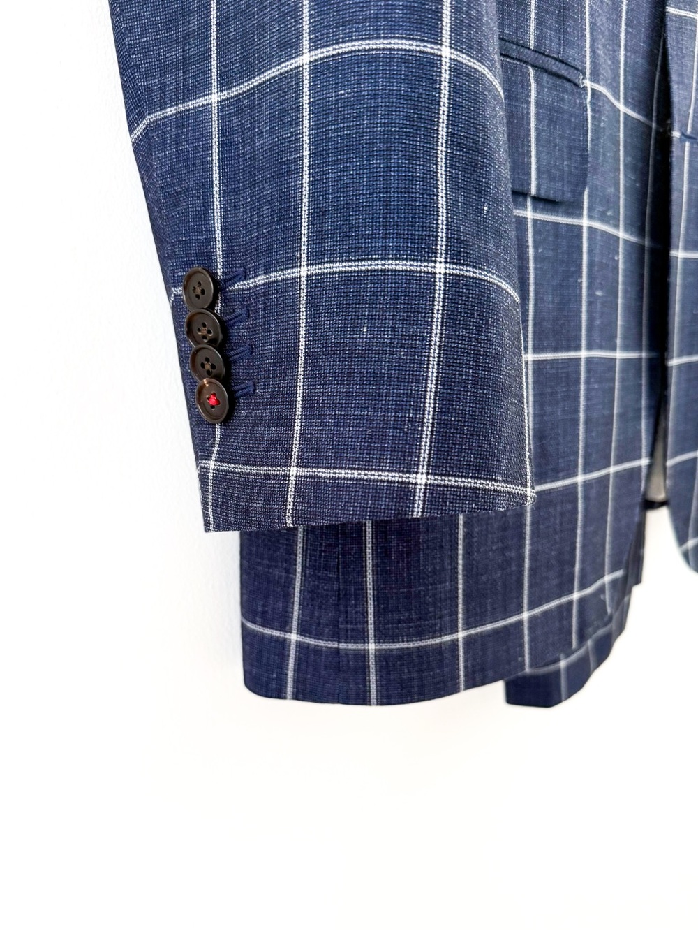 NEW Suitsupply Sienna Men's Blue Windowpane Suit Silk Wool Linen Blue White 40R - Picture 8 of 16